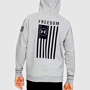 Men's UA Freedom Flag Rival coldwear Hoodie, size large in excellent condition